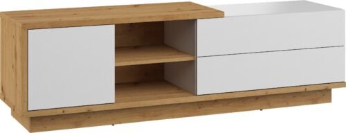 HYBRID 21 furniture chest of drawers, table, TV cabinet with drawers, artistic oak, white, polishedHYBRID