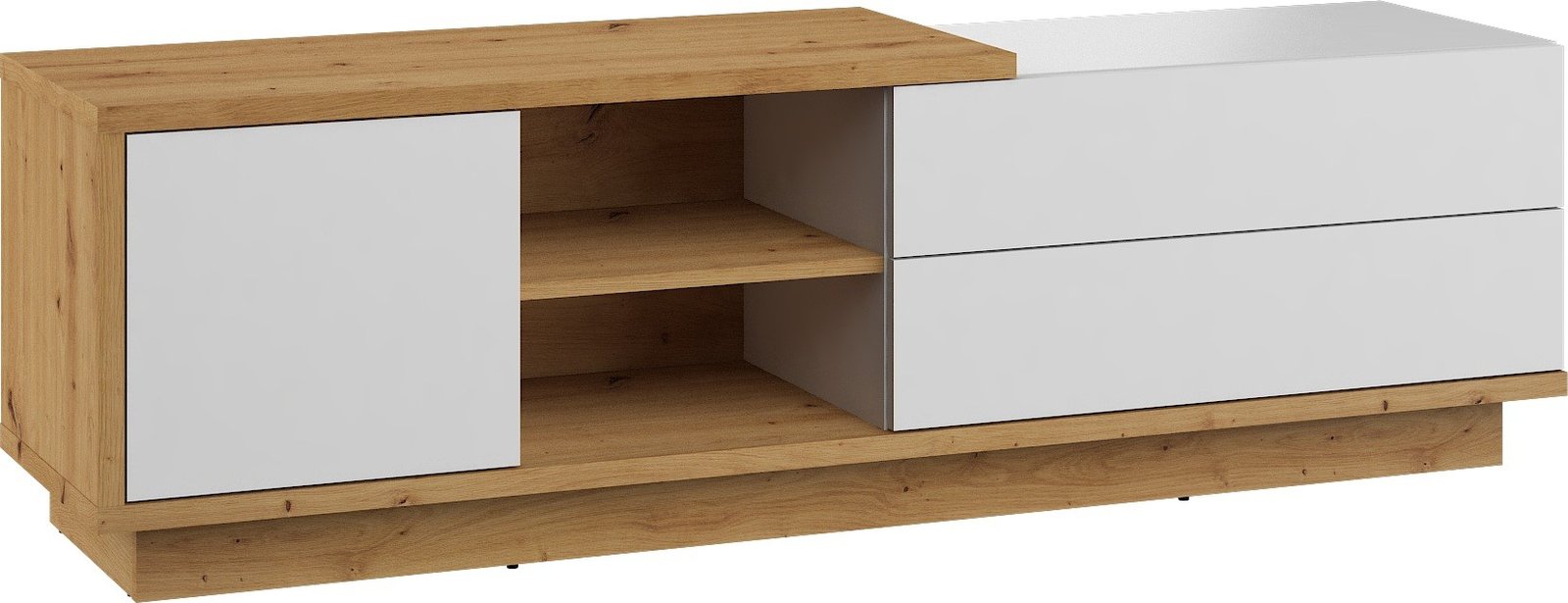 HYBRID 21 furniture chest of drawers, table, TV cabinet with drawers, artistic oak, white, polishedHYBRID