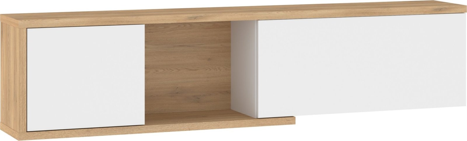 HYBRID 25 furniture shelf hanging cabinet for living room, cremona oak, white glossHYBRID