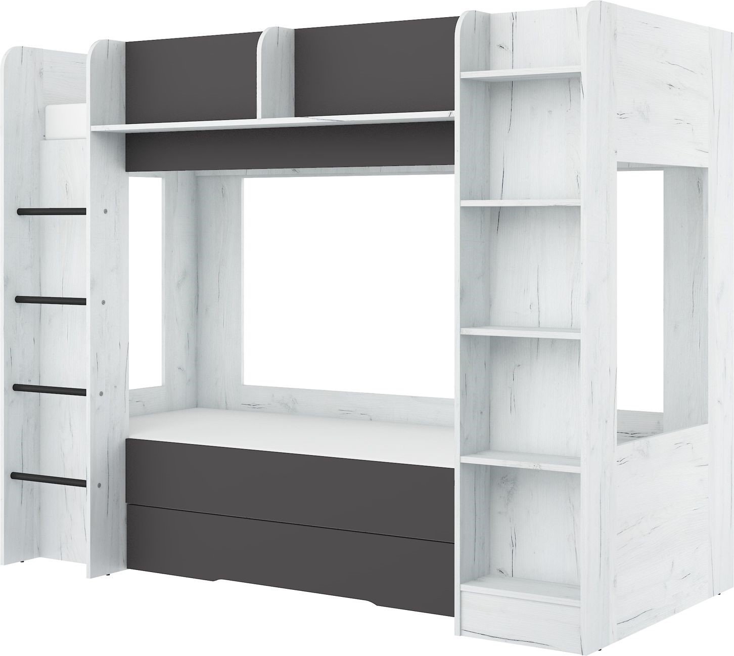 Children's bunk bed for youth, 2 persons, 80x200, EVEST, white, game