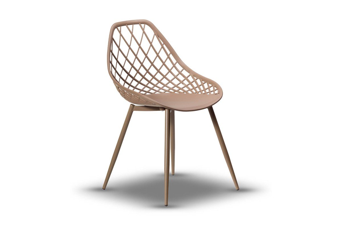 LUGO Fango (dark beige/brown) - MODERN OAT GARDEN CHAIR (for kitchen, cafe, garden)