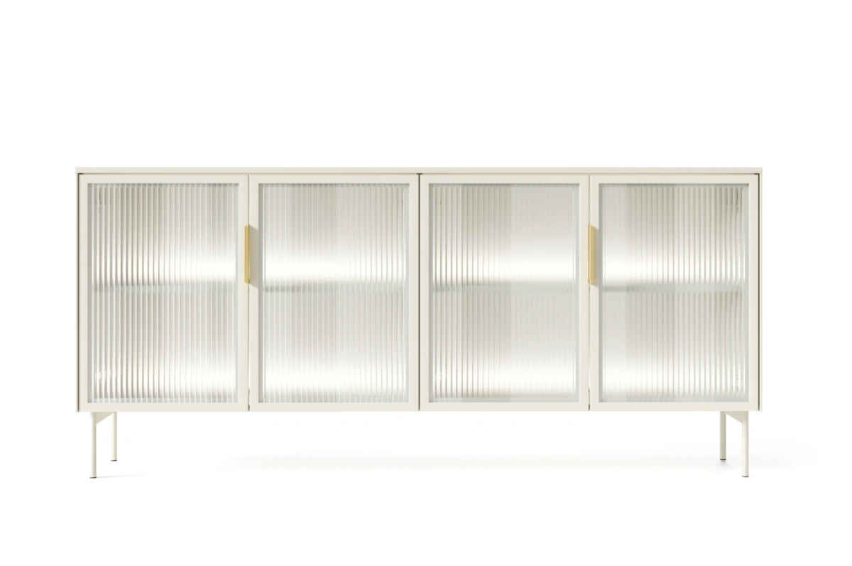 Lumi 4D chest of drawers with tempered glass, decorated with cashmere flutes - Image 3