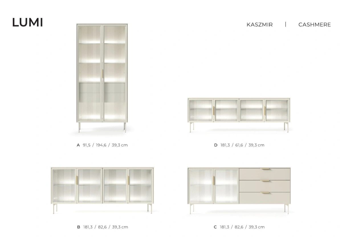 Lumi 4D chest of drawers with tempered glass, decorated with cashmere flutes - Image 6