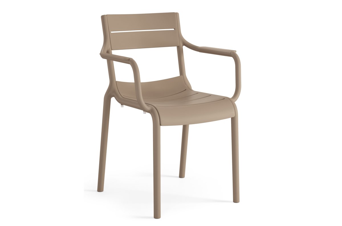 LUSSO Beige - MODERN PLASTIC GARDEN CHAIR (for kitchen, cafe, garden) [ONE-TIME ASSEMBLY]