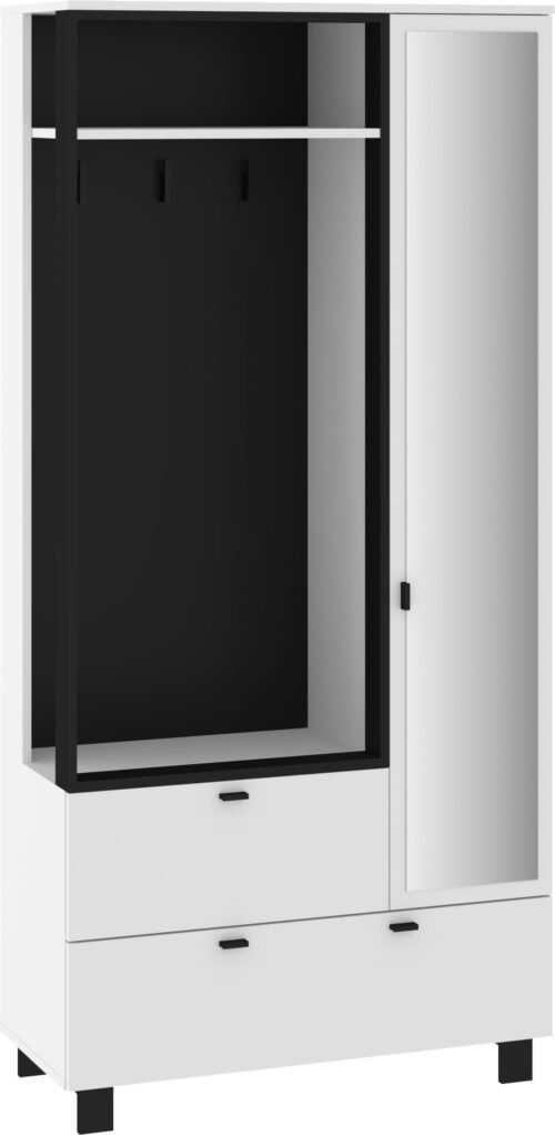 VEGAS 05 furniture hallway wardrobe with mirror in the attic, white/black