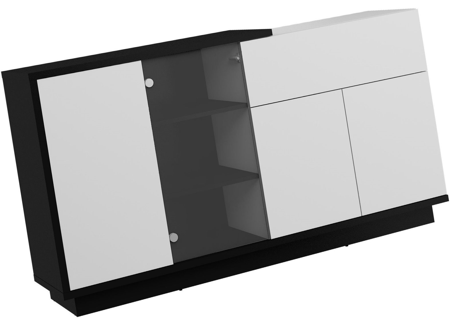 HYBRID 08 furniture display case with drawer for living room, black and white, glossyHYBRID - Image 4