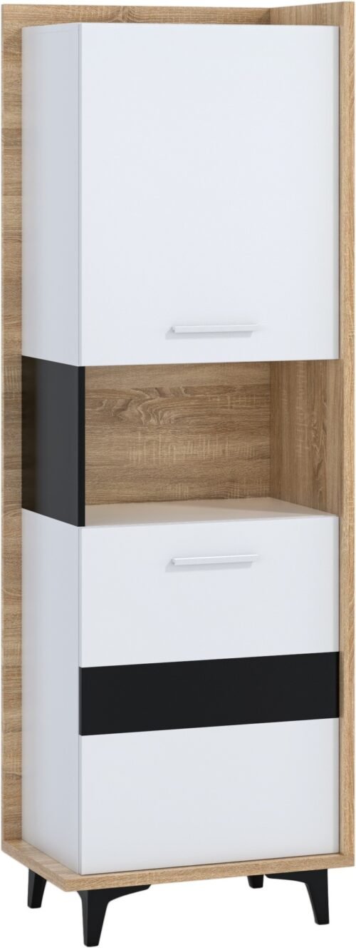 BOX 07 furniture closed bookcase with doors, Sonoma oak, white black