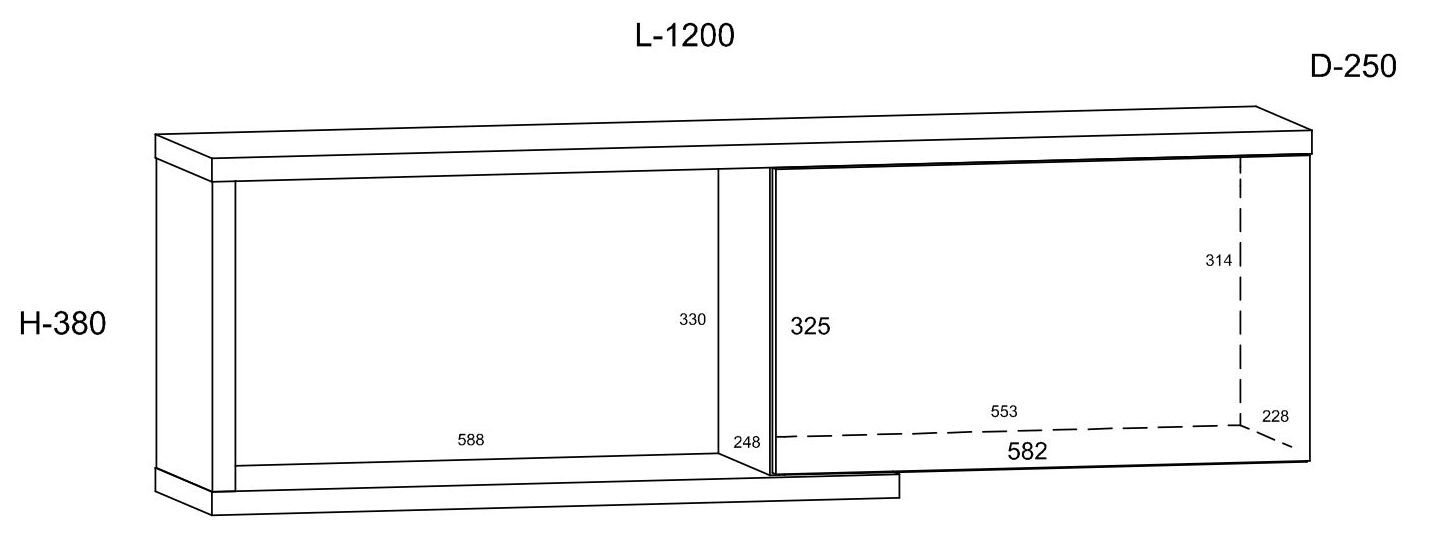 HYBRID 24 furniture shelf, hanging cabinet for living room, oak, gold color, white, glossyHYBRID - Image 2