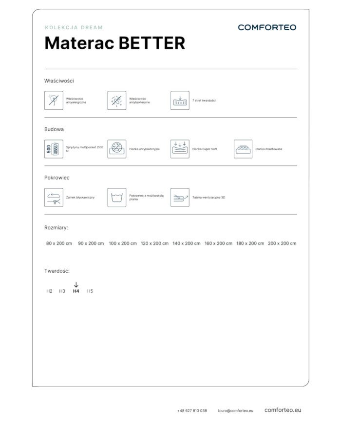 Mattress "Better", 120 x 200 cm, double-sided, with multi-pocket springs, extra soft foam, removable cover, H4, Comforteo - Image 7