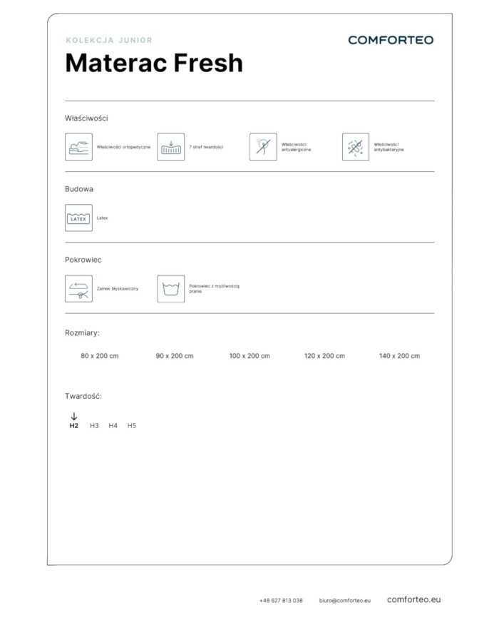 Mattress "Fresh", 90x200 cm, double-sided, foam, latex, removable cover, H2, Comforteo - Image 7