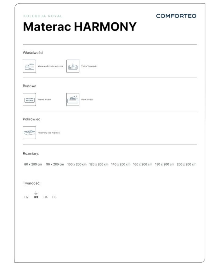 Harmony mattress, 120x200 cm, double-sided, foam, viscoelastic and Xfoam, H3, Comforteo - Image 7