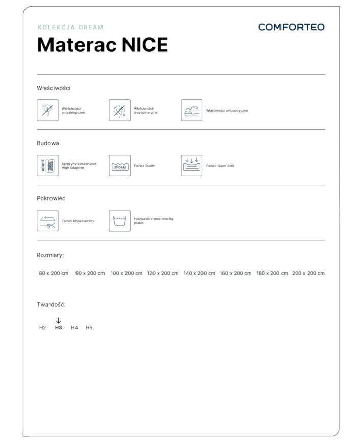 Mattress "Nice", 180 x 200 cm, double-sided, pocket springs, Xfoam and Super Soft foam, H3, Comforteo - Image 6