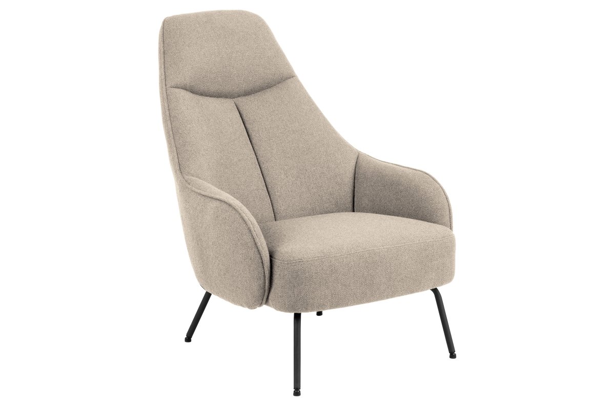 MEXICO beige (Alea 60 fabric) / black legs - MODERN UPHOLSTERED LIGHT CHAIR FOR LIVING ROOM / OFFICE
