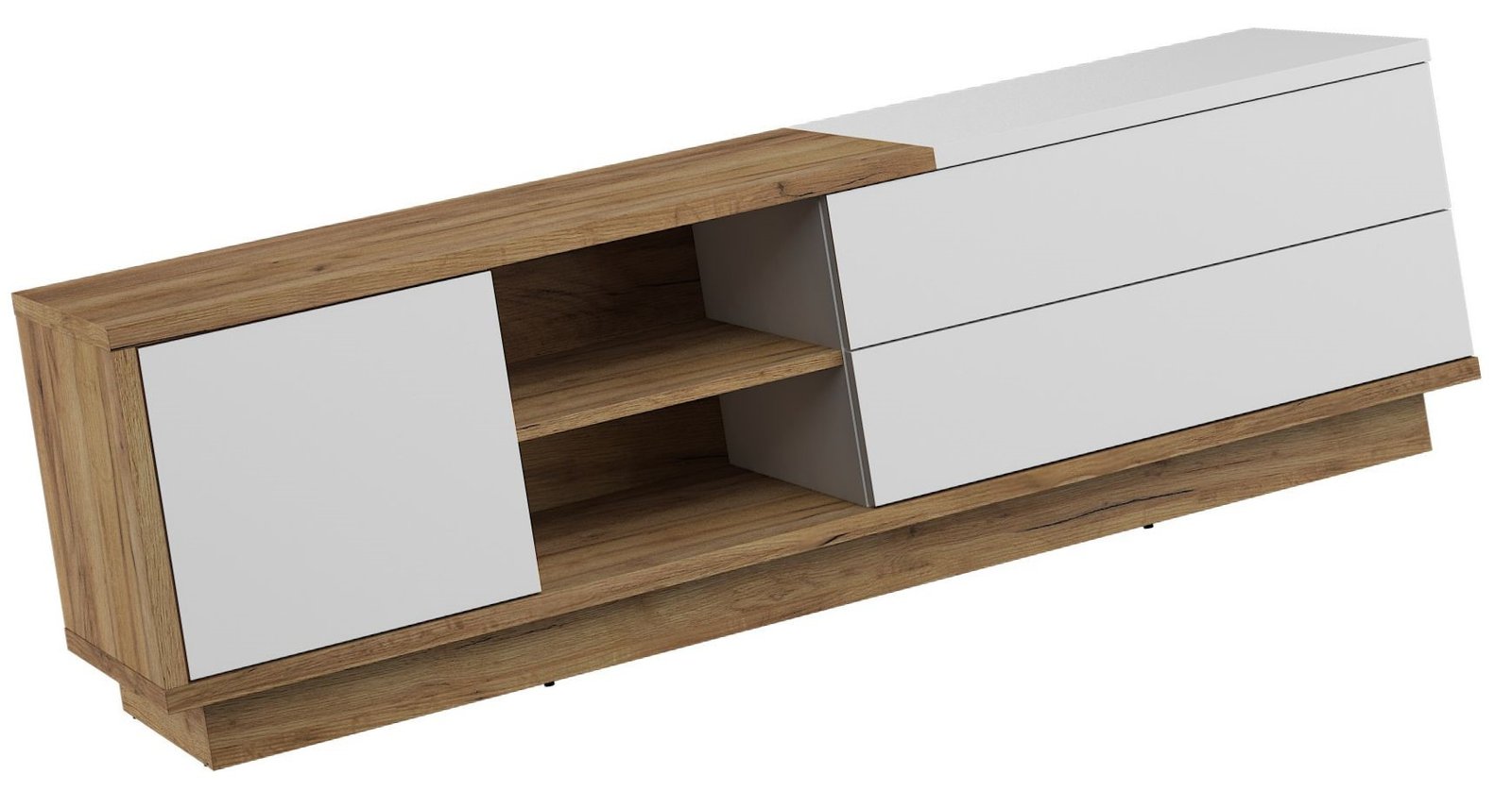 HYBRID 21 furniture chest of drawers, table, TV cabinet with drawers, oak color, gold, whiteHYBRID - Image 5