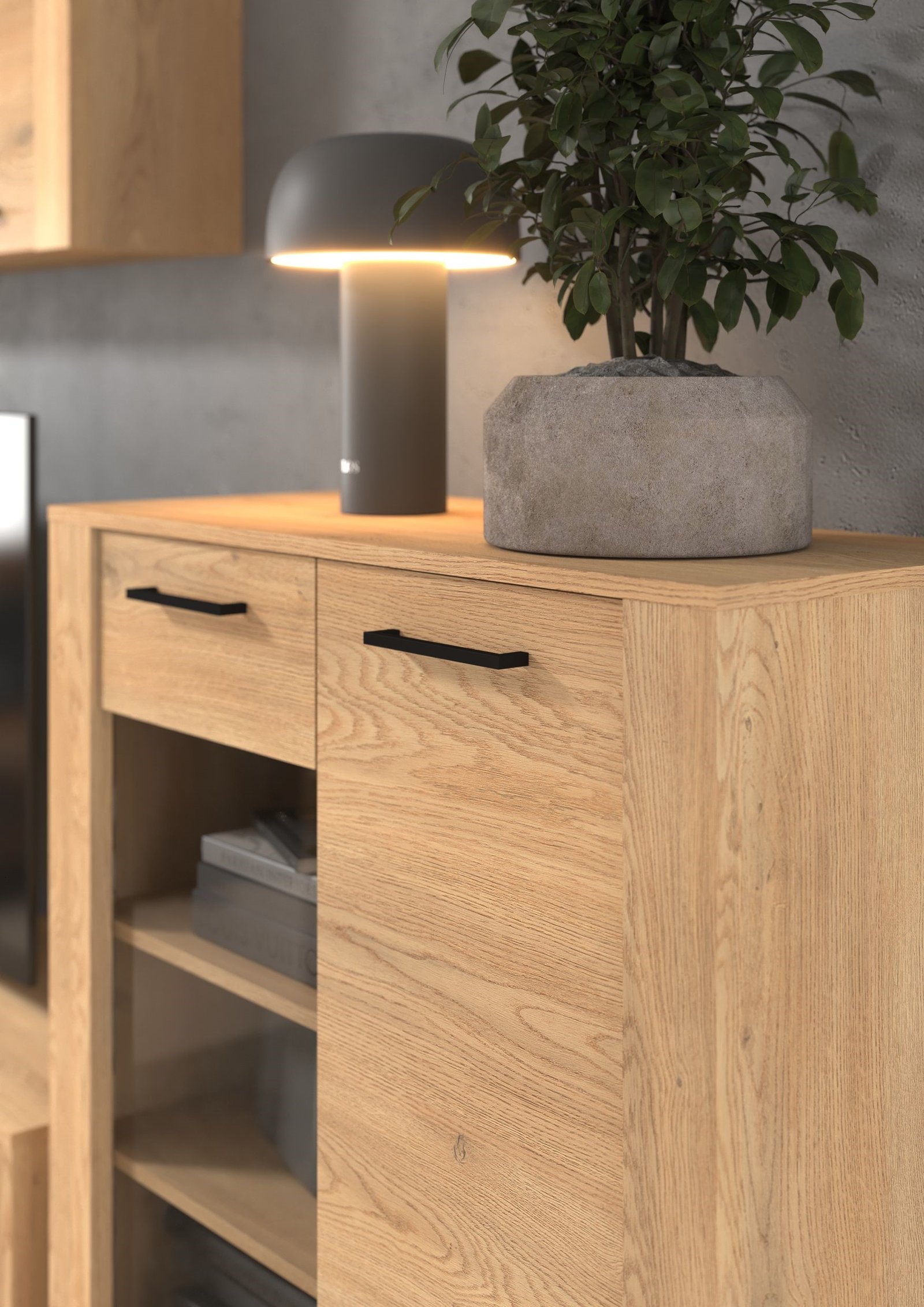 SLIDE 05 furniture chest of drawers for living room, bedroom, cremona oak - Image 3