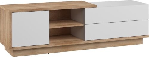 HYBRID 21 furniture chest of drawers, table, TV cabinet with drawers, Sonoma oak, white, polishedHYBRID