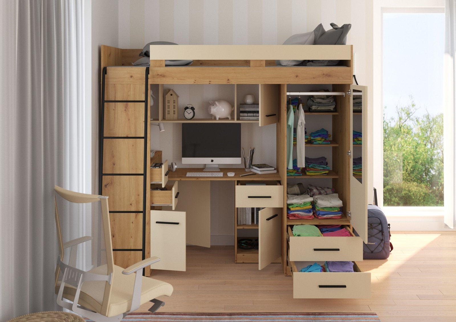 SMYK L mezzanine, matt color, oak/cream - Image 4