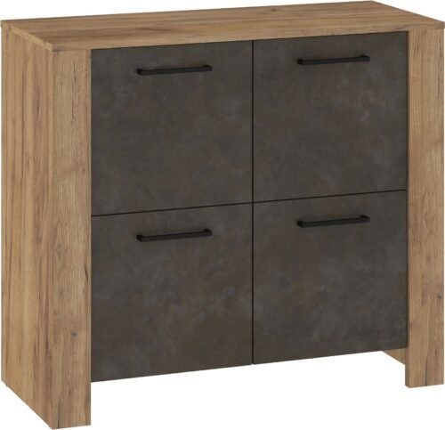SLIDE 04 furniture chest of drawers with doors for living room, bedroom, handicrafts, gold color, gray, b