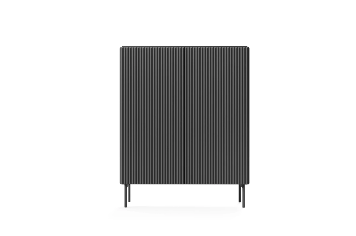 High Muti chest of drawers with 2D grooves on the fronts, matte black - Image 2