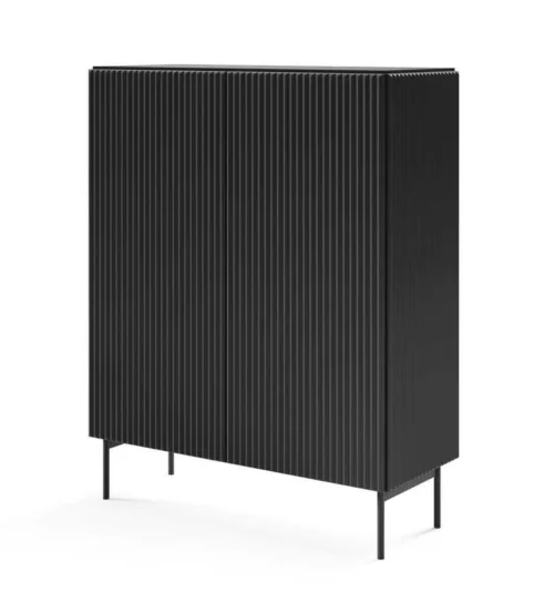 High Muti chest of drawers with 2D grooves on the fronts, matte black