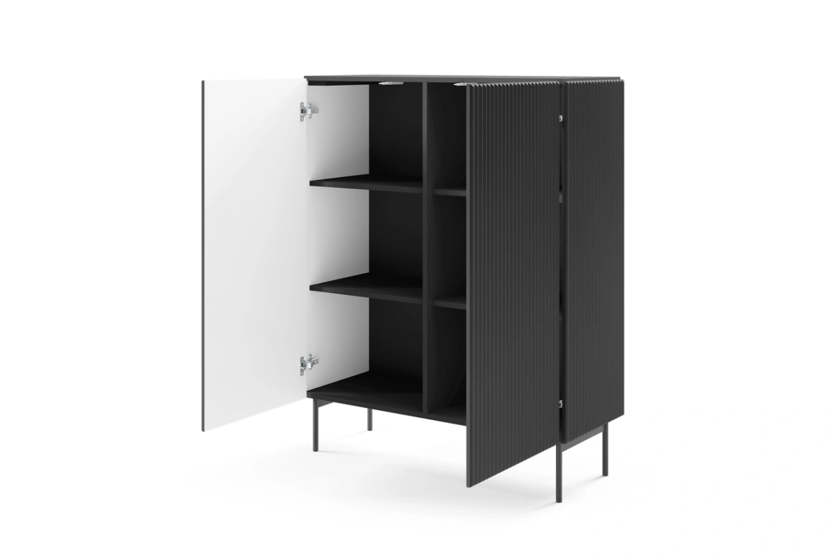 High Muti chest of drawers with 2D grooves on the fronts, matte black - Image 3