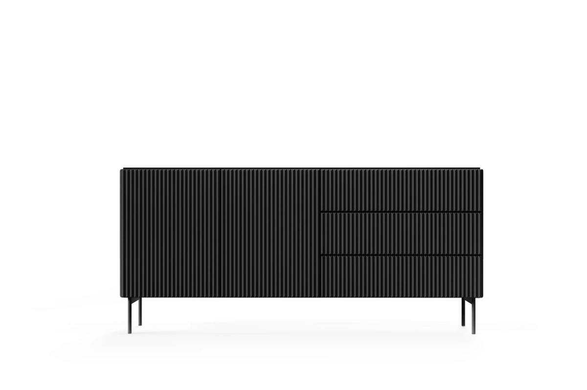 Chest of drawers with multilayer facades MUTI 177 2D3S black matte color - Image 2
