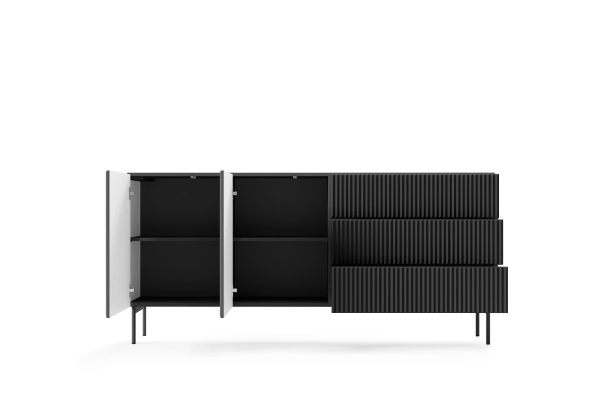 Chest of drawers with multilayer facades MUTI 177 2D3S black matte color - Image 4