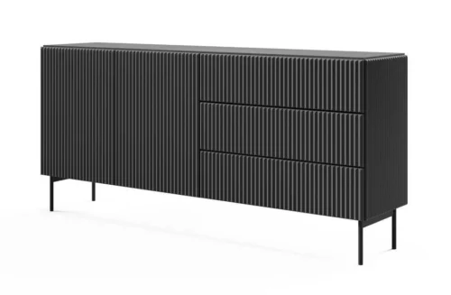 Chest of drawers with multilayer facades MUTI 177 2D3S black matte color