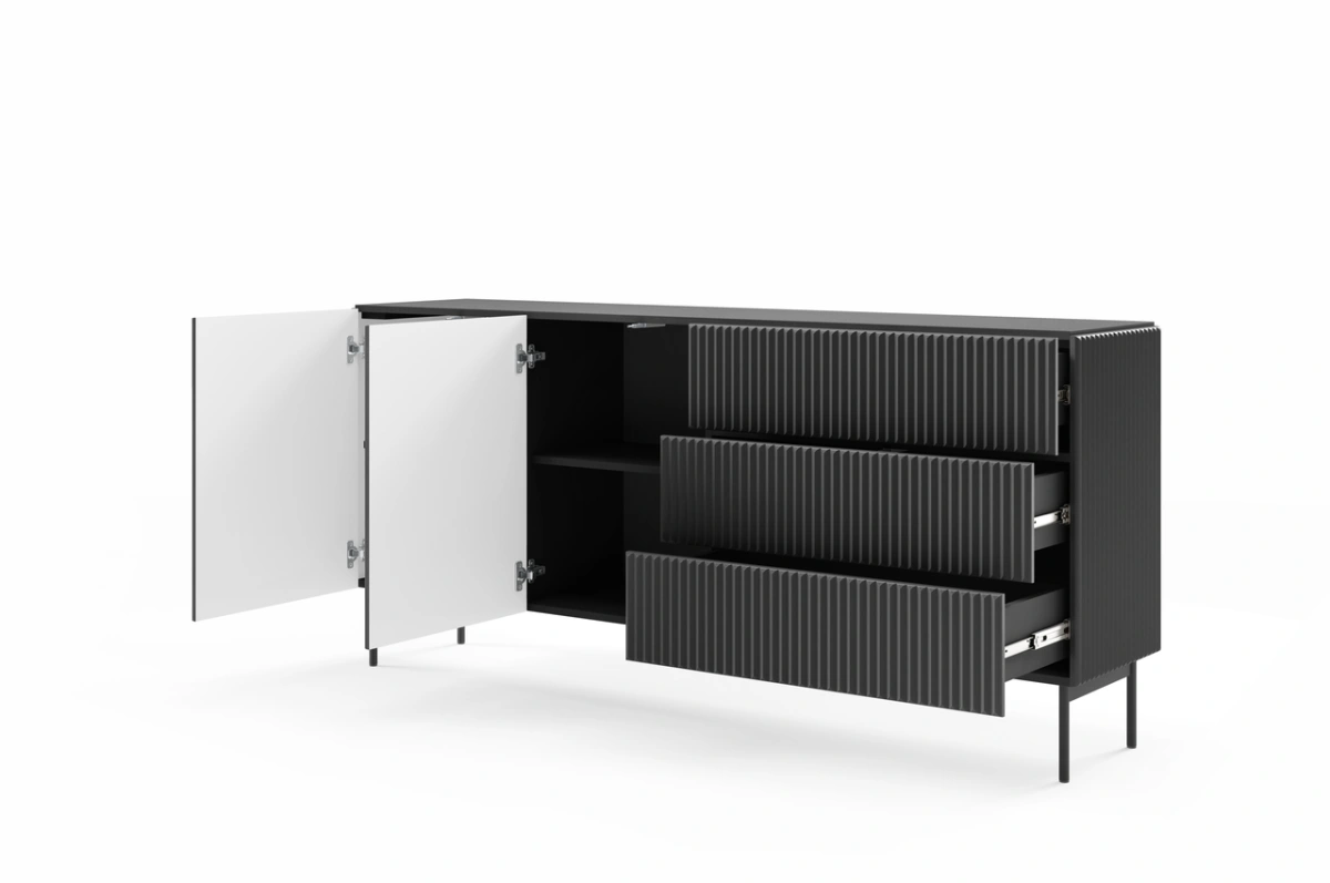 Chest of drawers with multilayer facades MUTI 177 2D3S black matte color - Image 3