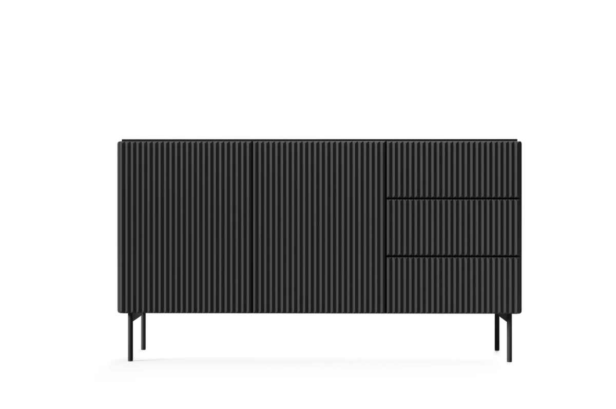 Chest of drawers with multilayer facades MUTI 147 2D3S black matte color - Image 2
