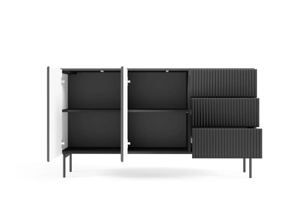 Chest of drawers with multilayer facades MUTI 147 2D3S black matte color - Image 4