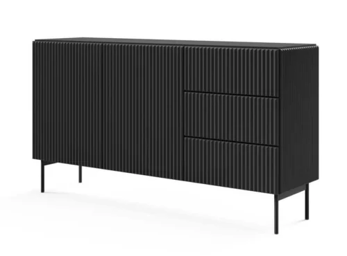 Chest of drawers with multilayer facades MUTI 147 2D3S black matte color