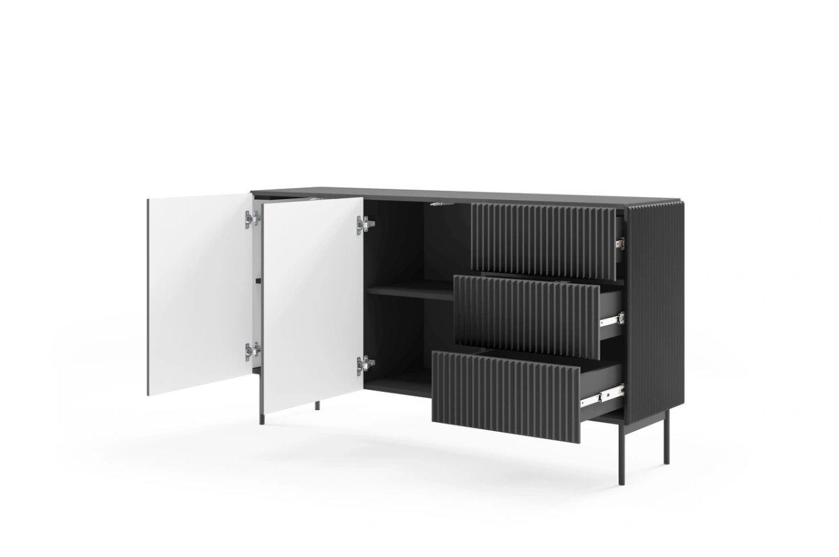 Chest of drawers with multilayer facades MUTI 147 2D3S black matte color - Image 3