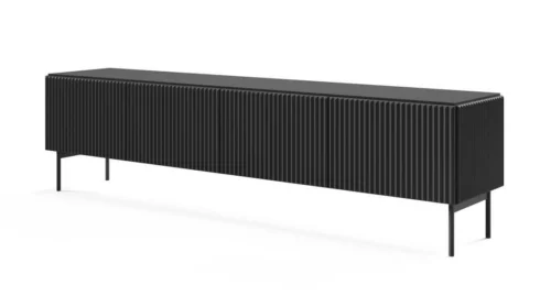 MUTI TV cabinet with grooved fronts 195 4D black matte color