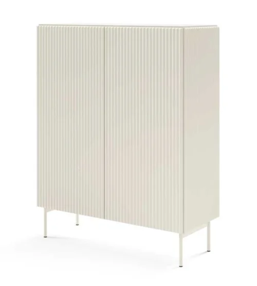 High Muti chest of drawers with 2D grooves on the facades, cashmere