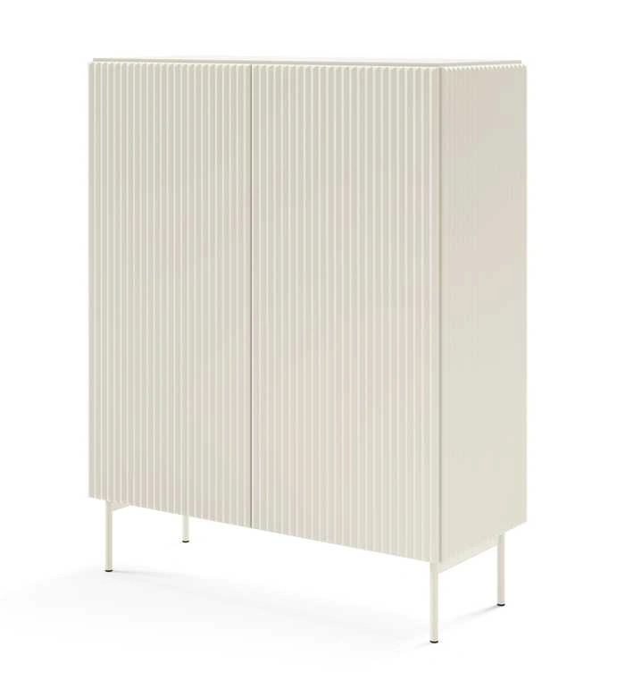 High Muti chest of drawers with 2D grooves on the facades, cashmere