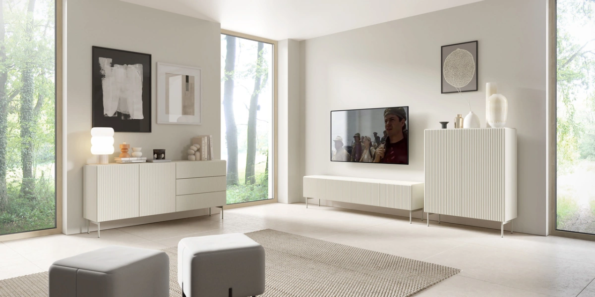 TV cabinet Muti with grooved facades 195 4D cashmere - Image 6