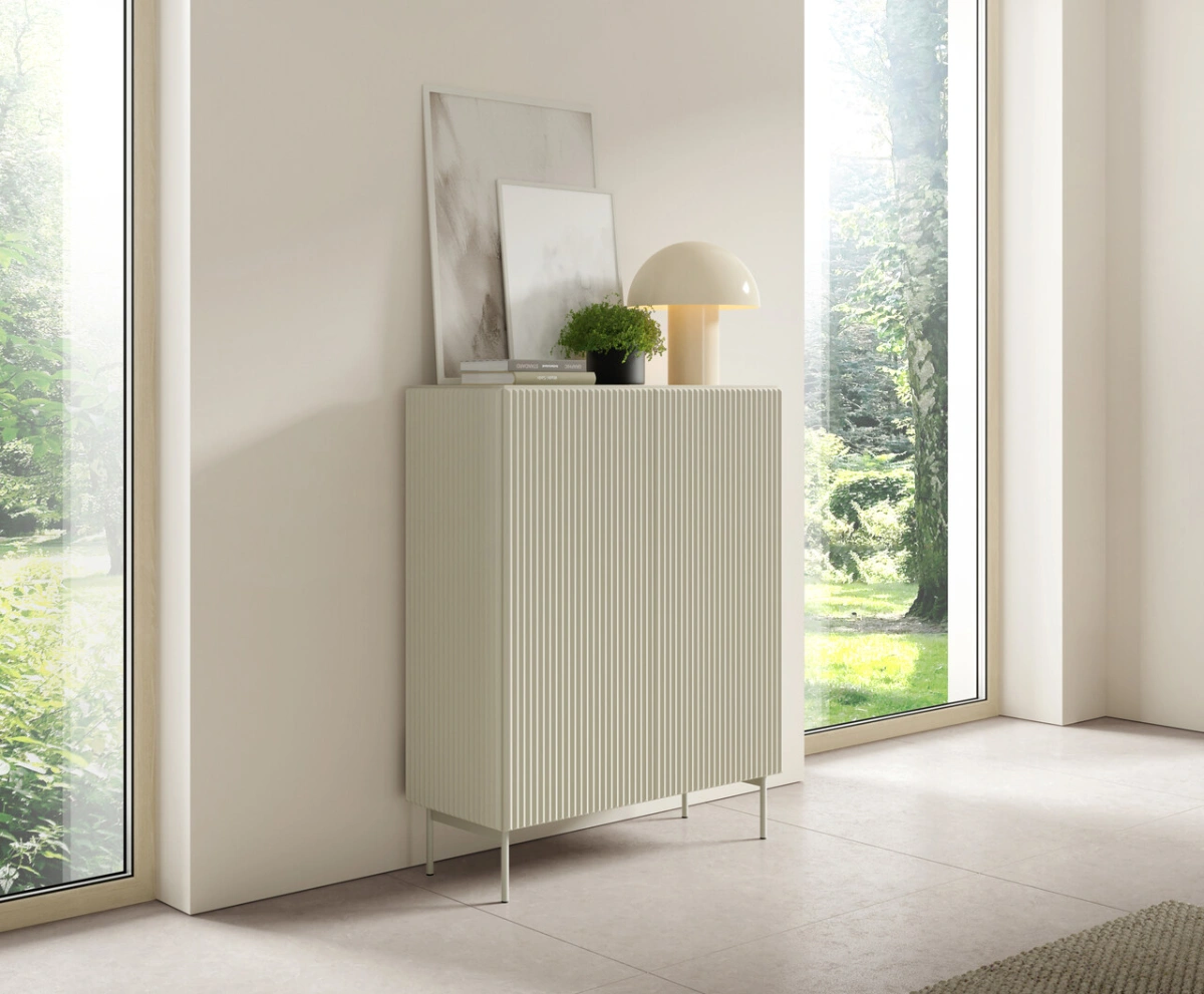 High Muti chest of drawers with 2D grooves on the facades, cashmere - Image 5