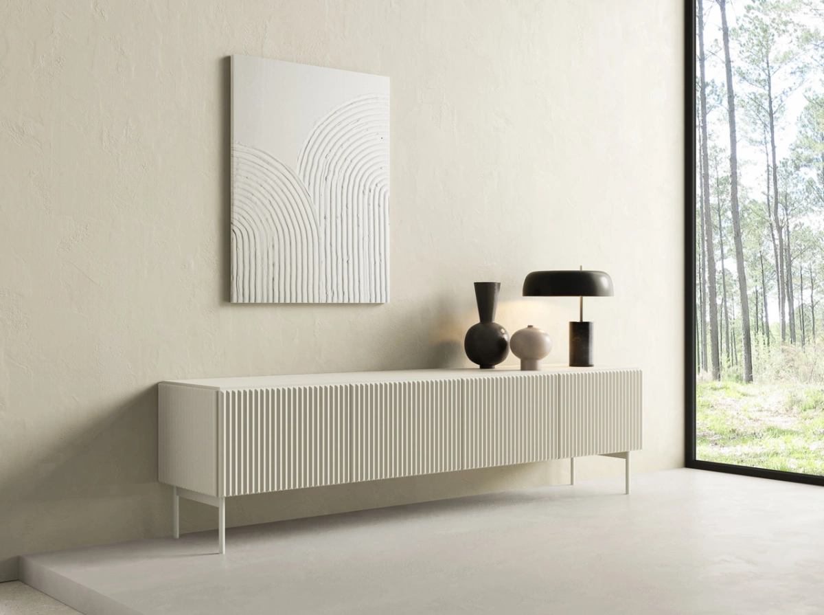 TV cabinet Muti with grooved facades 195 4D cashmere - Image 5
