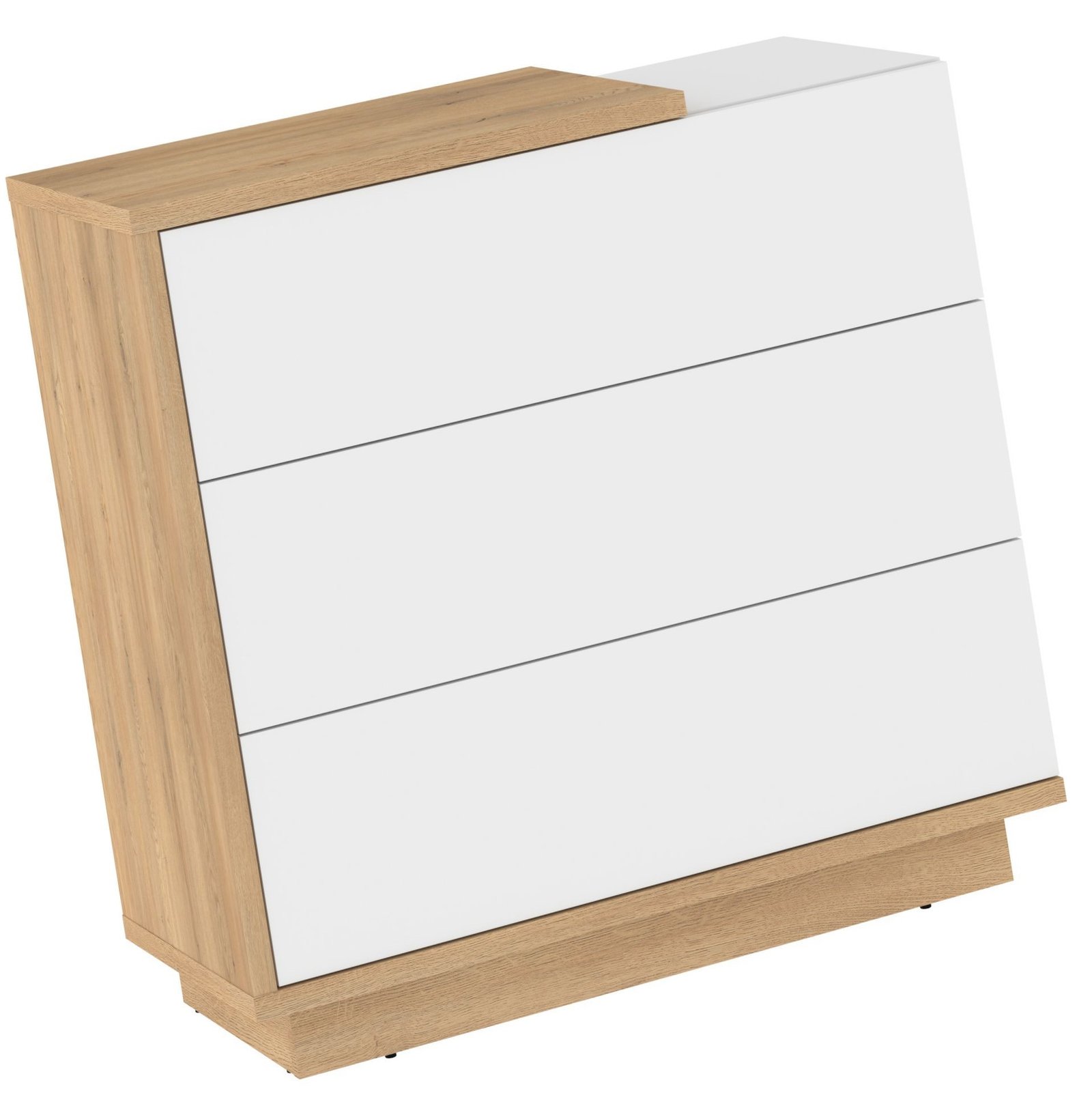 HYBRID 09 furniture chest of drawers for living room, bedroom, cremona oak, white, polishedHYBRID - Image 4