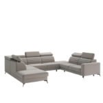 Amaro U-shaped corner sofa, sleeping function, container, adjustable headrests