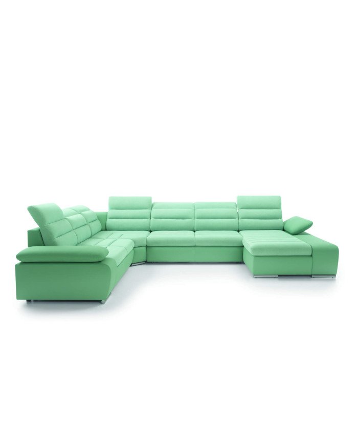 Korfu 3-seater corner sofa, sleeping function, container, adjustable headrests and armrests Gr1