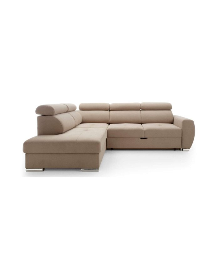 Patrizia corner sofa with sleeping function, storage compartment, adjustable headrests