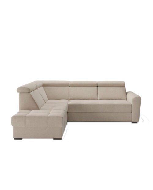 Riva closed corner sofa, sleeping function, storage compartment, adjustable headrests