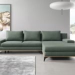 SALE - MANILA corner sofa - Neve fabric/oak stripes