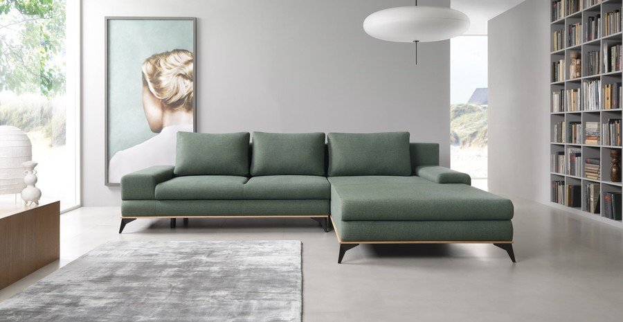 SALE - MANILA corner sofa - Neve fabric/oak stripes