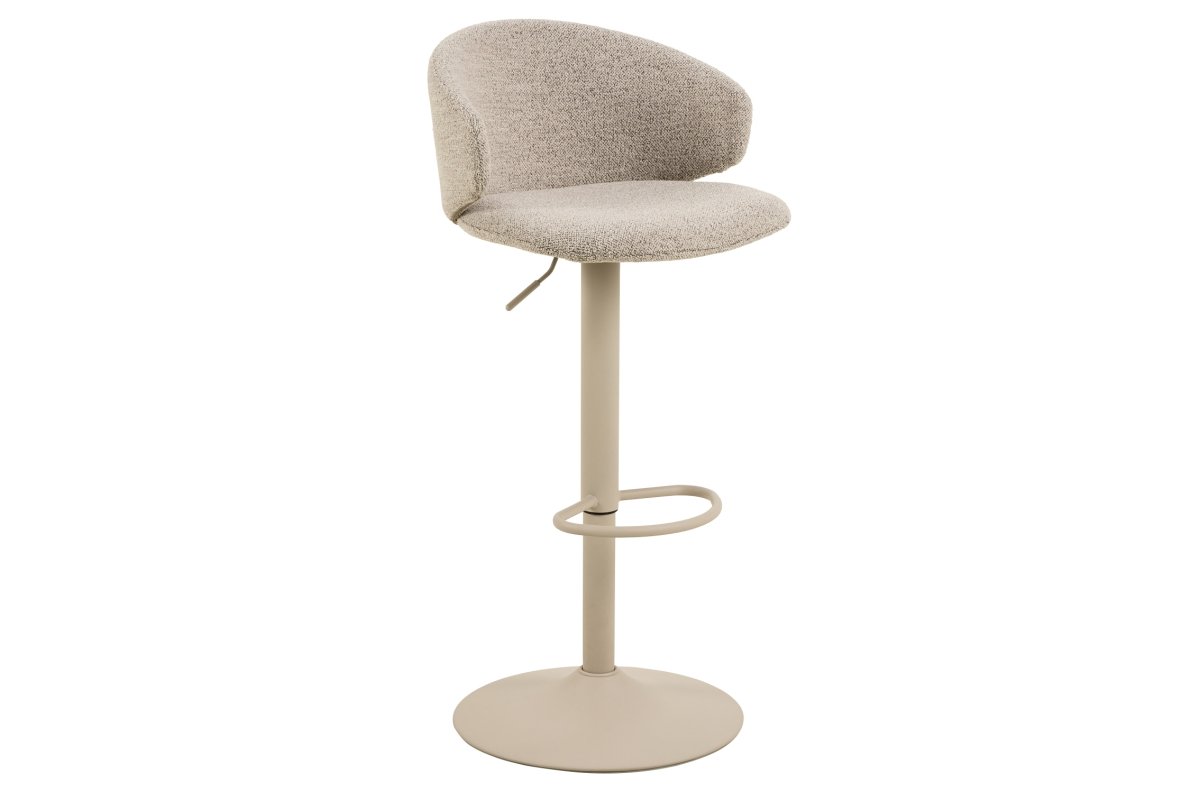 NELA Latte Beige (Monza fabric 60 FR) / beige leg - SWIVEL BAR CHAIR UPHOLSTERED FOR KITCHEN, LIVING ROOM, BOHO STYLE