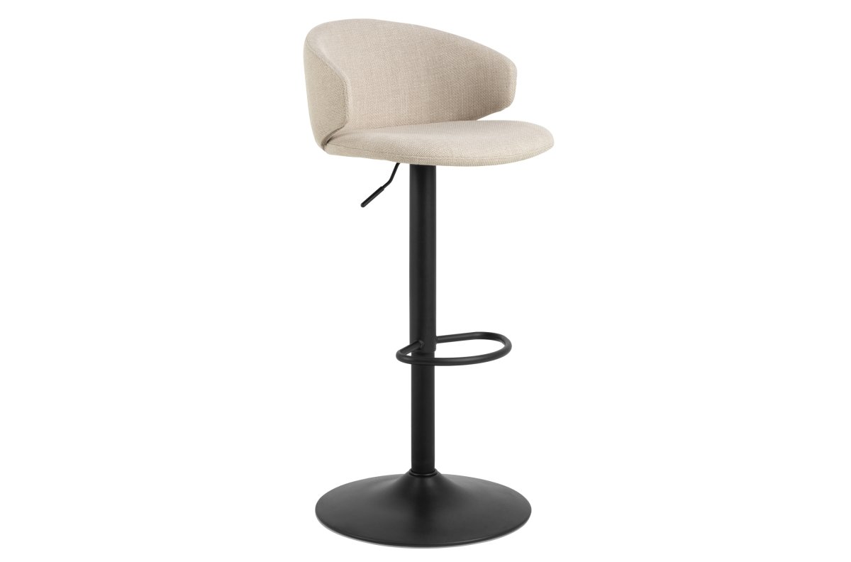 NELA beige (Basel 24 fabric) / black leg - Upholstered swivel bar stool for kitchen, living room, restaurant