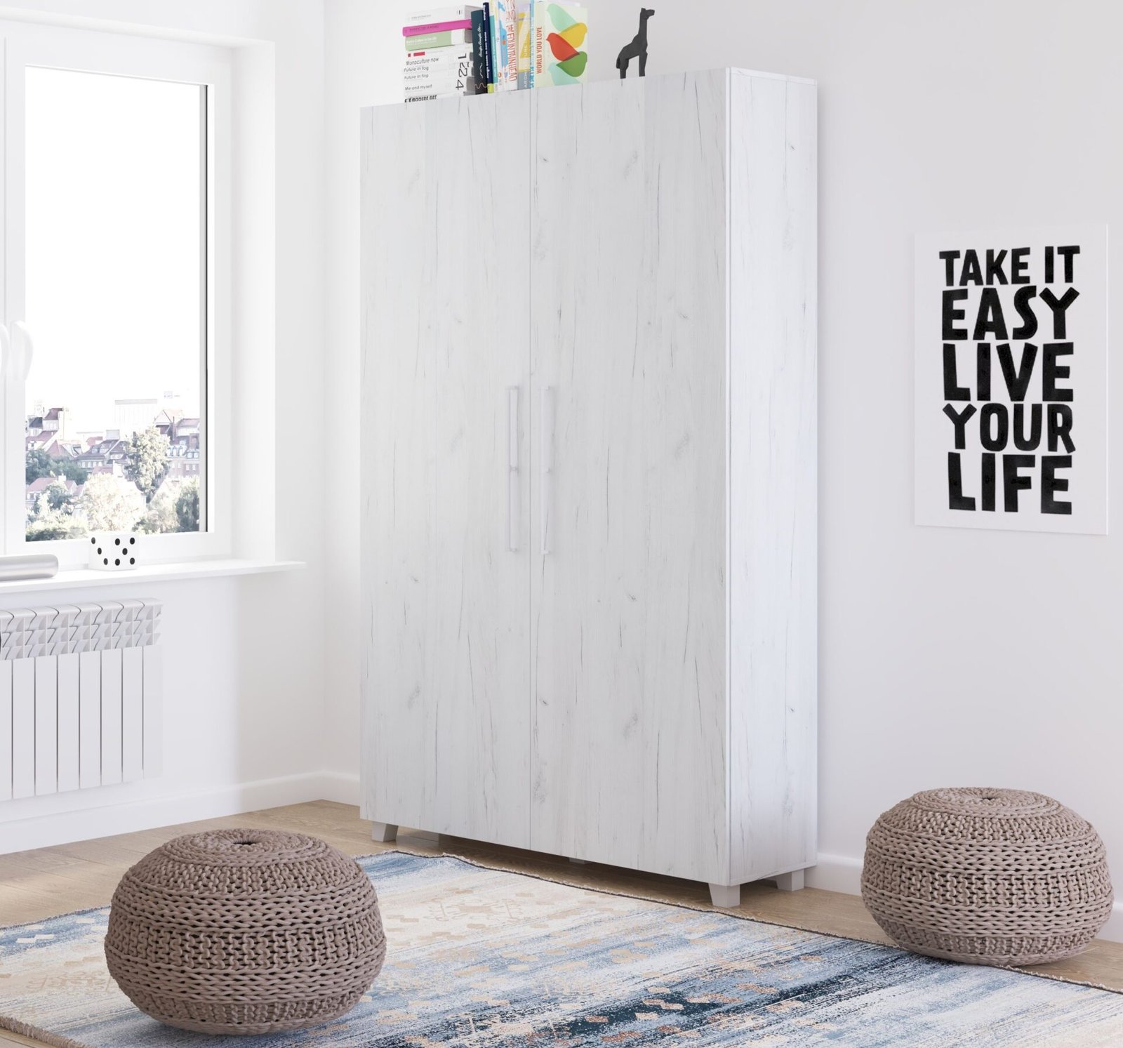 Vertical wall bed TEDDY 120, oak white color - Image 2