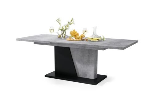 NOBLE NOIR Millenium Concrete/Matte black – UP TO 218 cm EXTENDABLE TABLE!